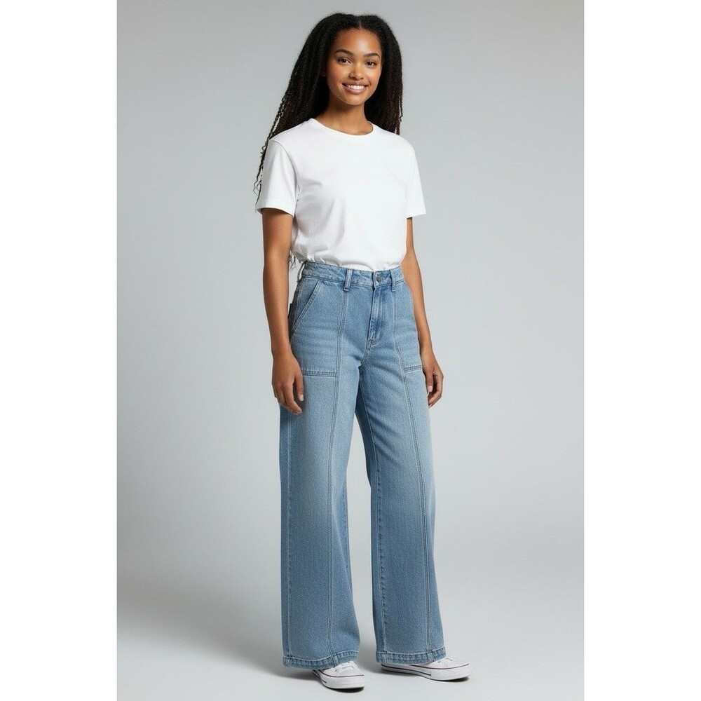 Hudson NEW womens premium wide leg high waist light wash jeans size 6/28